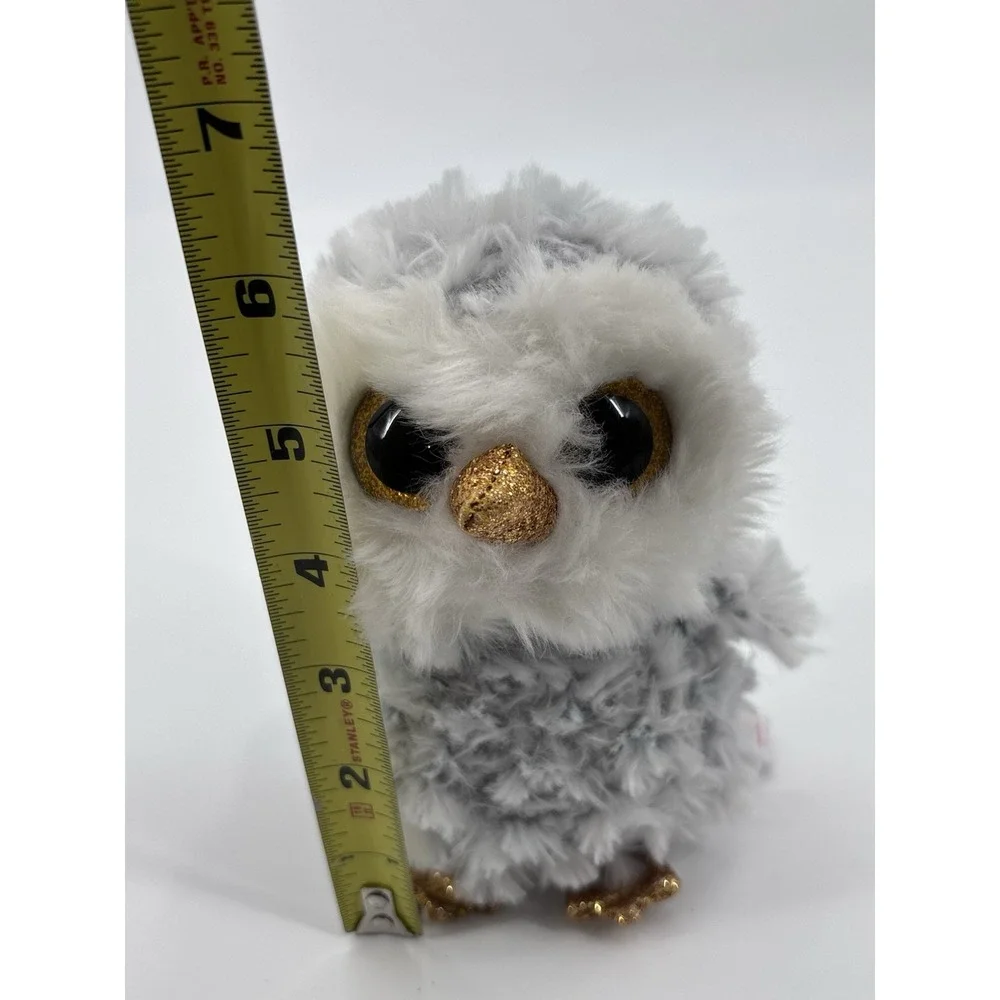 Ty Beanie Boo Owlette Owl Plush 6 Inch Gray Gold Eyes Stuffed‎ Animal